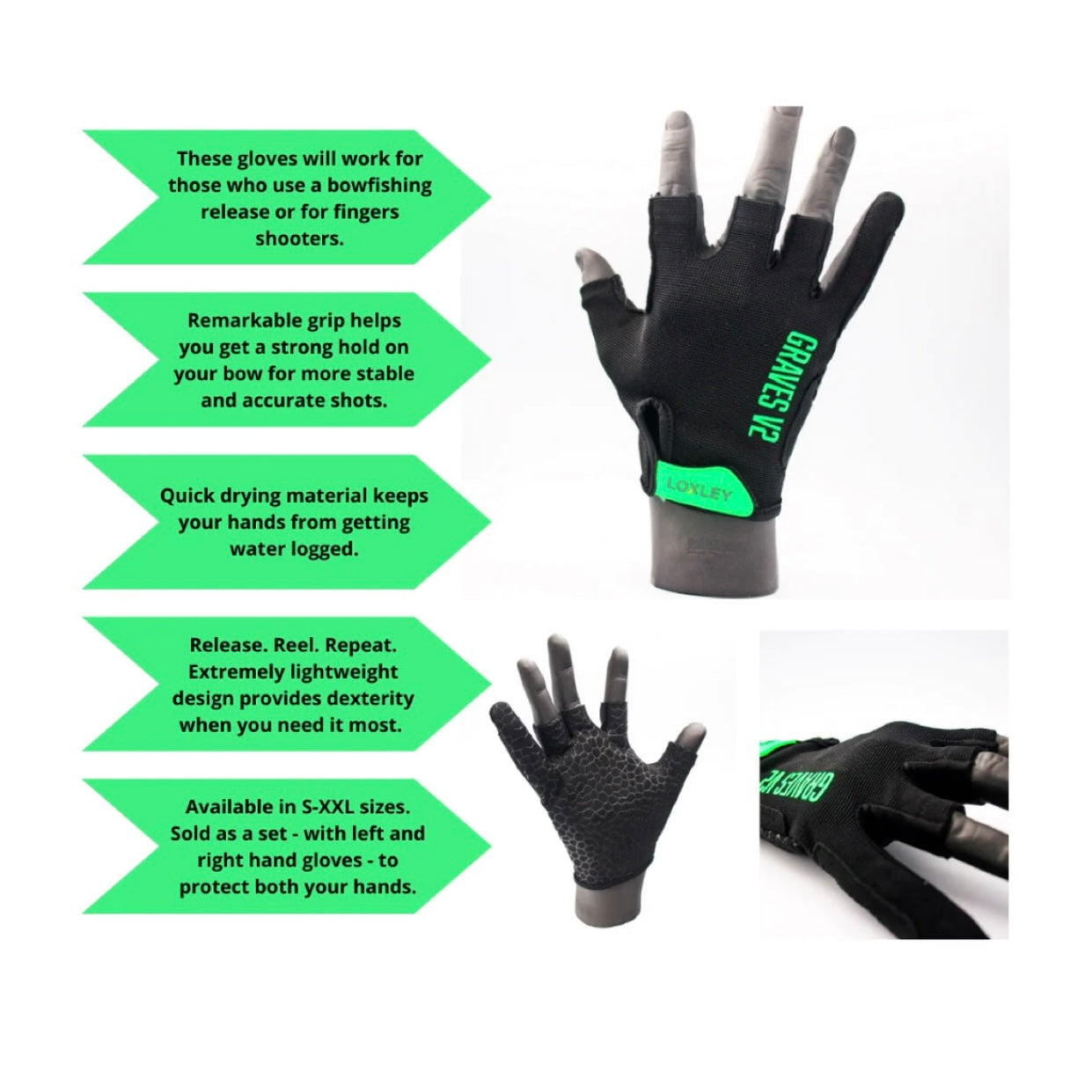 Loxley V2 Graves Bowfishing Glove Half Finger