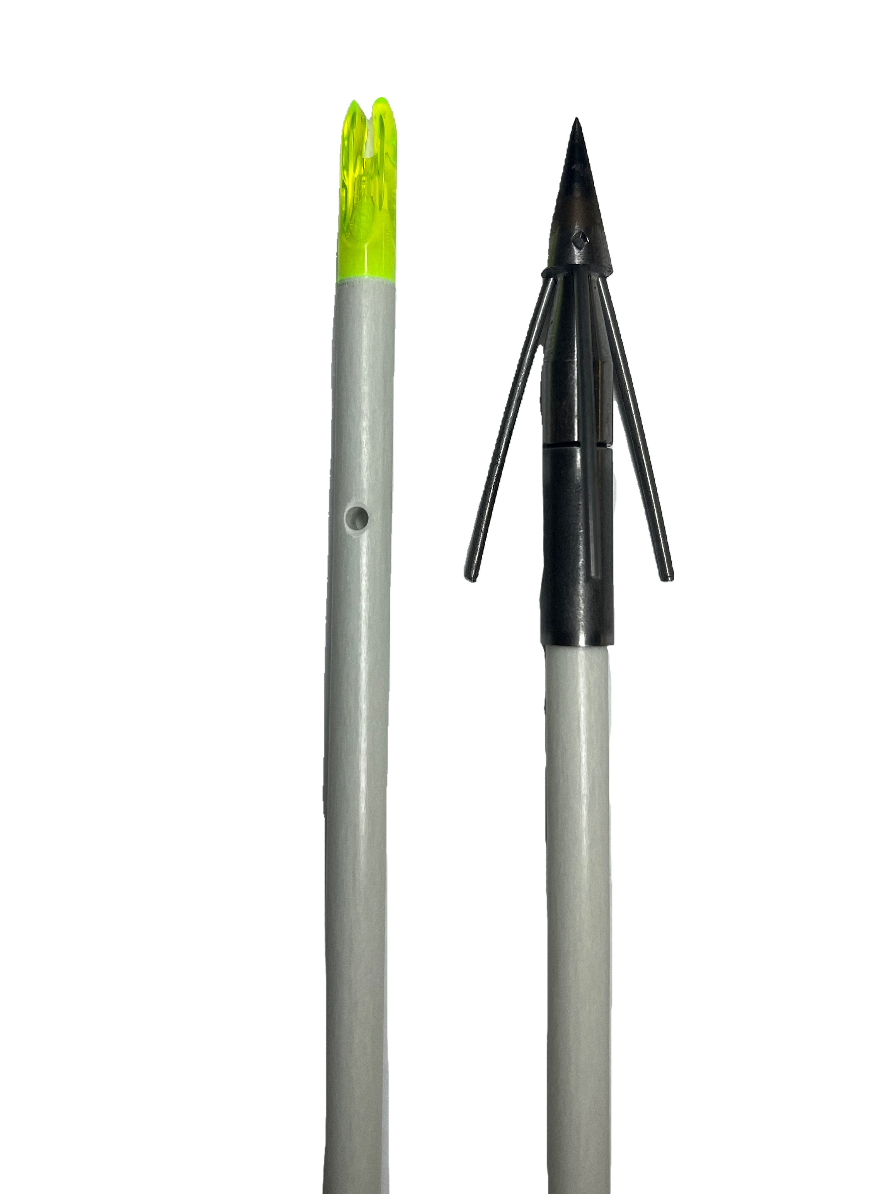 Muzzy - 3 Blade with Chartreuse Arrow Iron 3 Barb Bowfishing Arrow