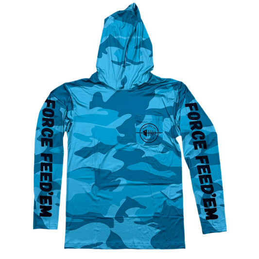 New Force Feed'em Performance Hoodie Aqua Camo