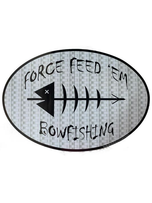 Force Feed'em Sticker- Large Carbon Fiber - Force Feed'em Bowfishing